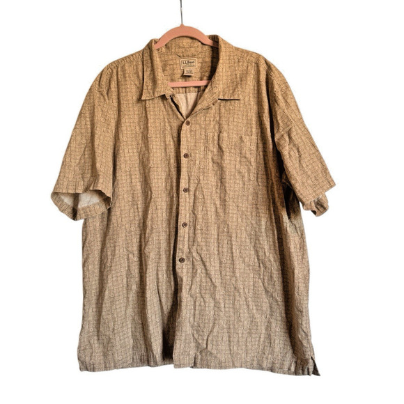 LL Bean Sz XXL Hawaiin Print Button Down Shirt 100%‎ Cotton Casual Summer - Picture 1 of 8